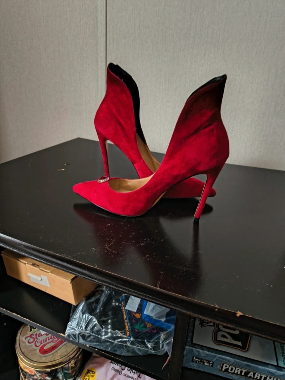Red Suede High Back